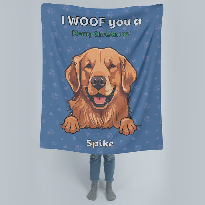 I WOOF you a Merry Christmas, Personalized Blanket