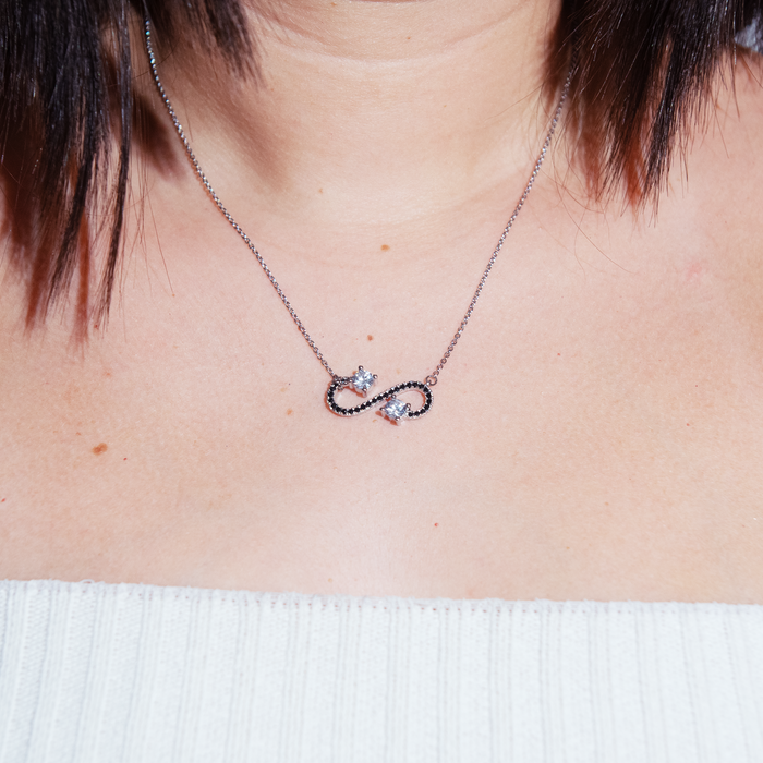 Obsidian Infinity Silver Necklace