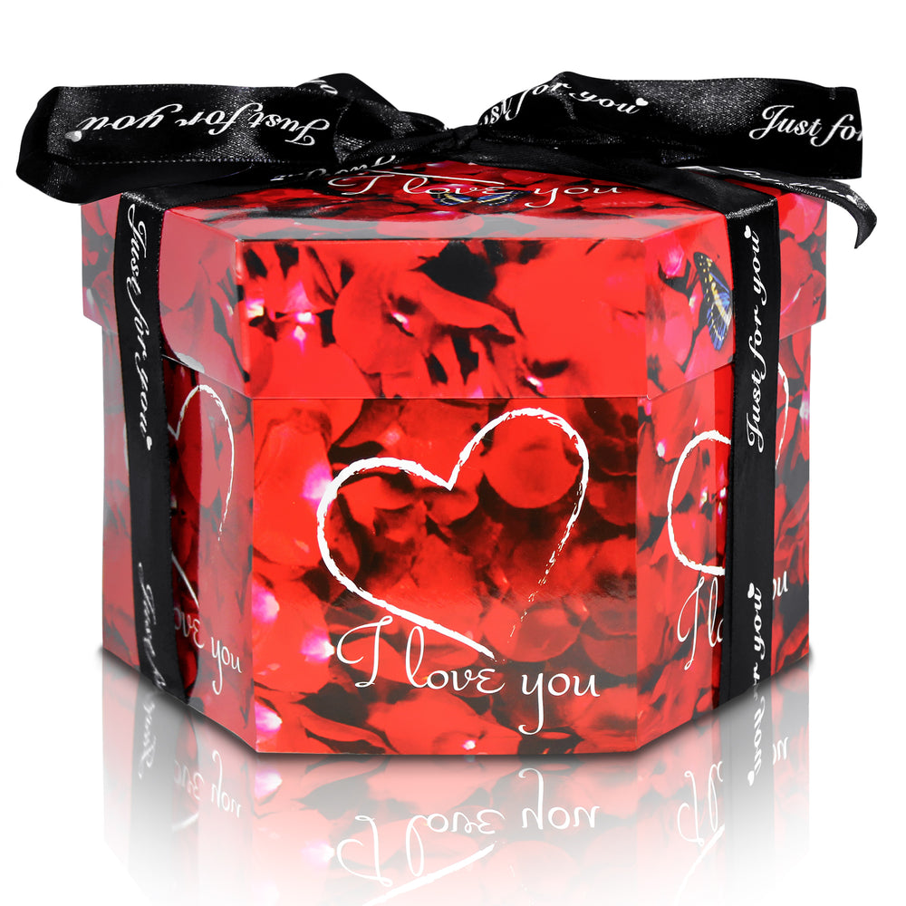 Personalised black valentines day gift box Ferrero Rocher chocolate rose  gold